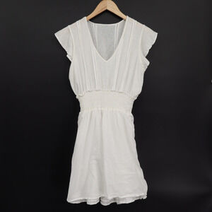 Rails Women's Tara Flutter Sleeve Cotton Summer Dress White Sz L